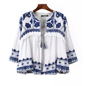 Embroidered boho Jacket.  Size Large
